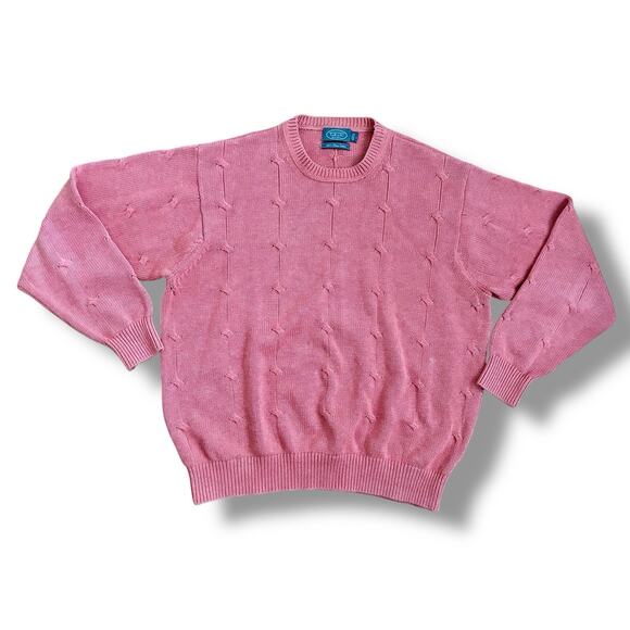 Vintage Talbots Men’s Size L 100% Pima Cotton Cable Knit Crewneck Sweater - Picture 1 of 4